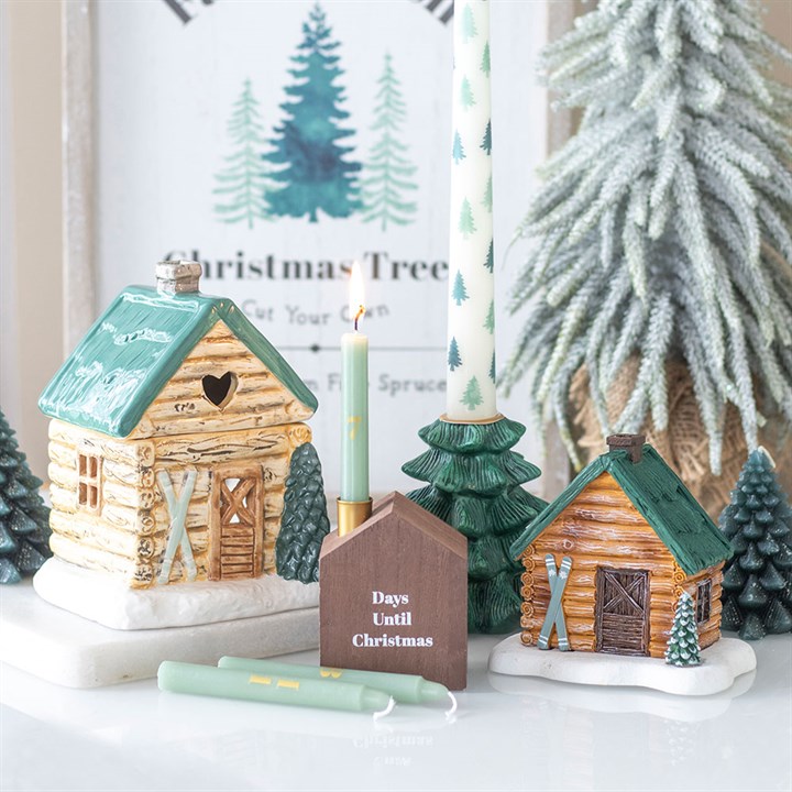 Green Fir Tree Candle Holder With Taper Candle