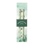 Set of 3 White & Green Fir Tree Candles
