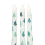 Set of 3 White & Green Fir Tree Candles