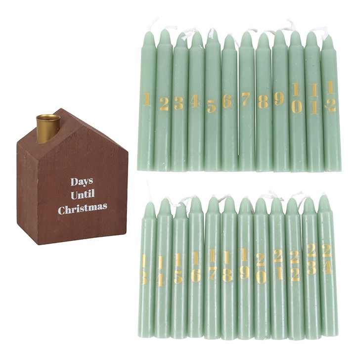 Set of 24 Mini Advent Candles With House Holder