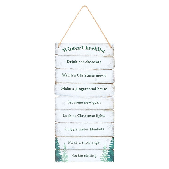 Christmas Winter Wonderland Checklist Hanging Sign