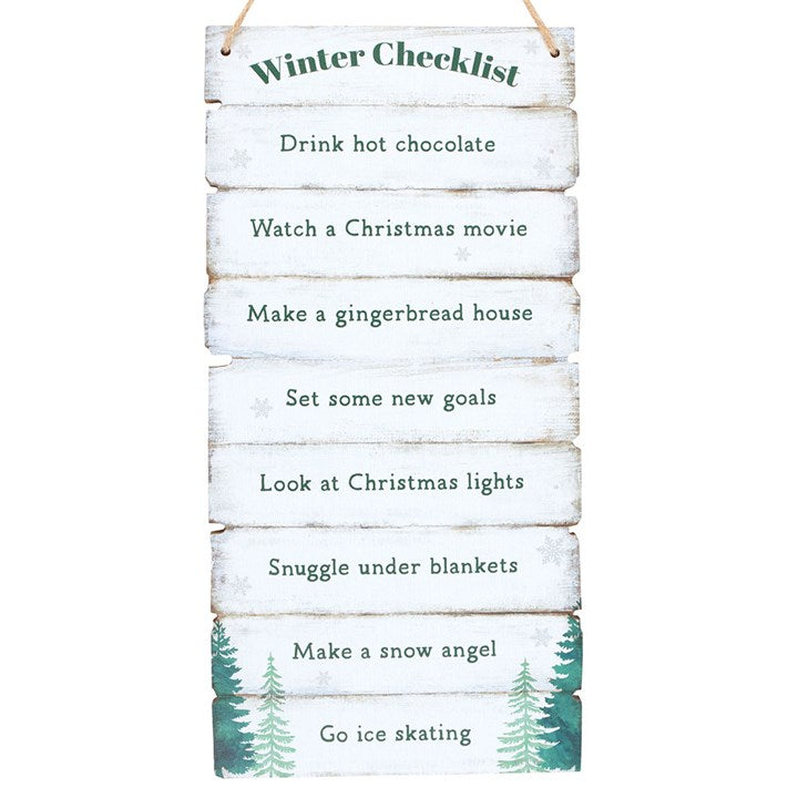 Christmas Winter Wonderland Checklist Hanging Sign