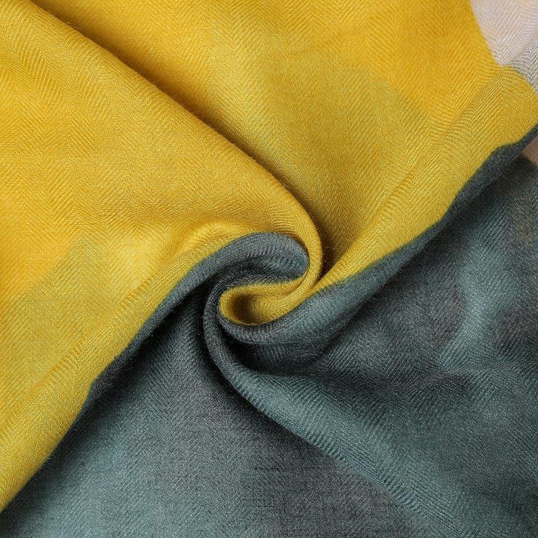 Eco Style - Watercolour Floral Scarf - Mustard