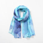 Eco Style - Watercolour Floral Scarf - Blue