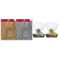 Christmas Hamper Dressing Set - Gold / Silver - Shredded Tissue, Bow, Tag & Cellophane