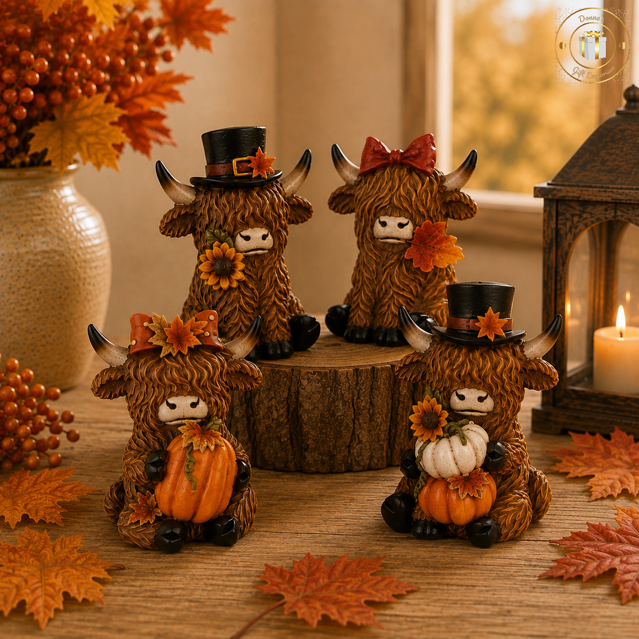 Autumn Highland Cow Ornaments - 4 Designs