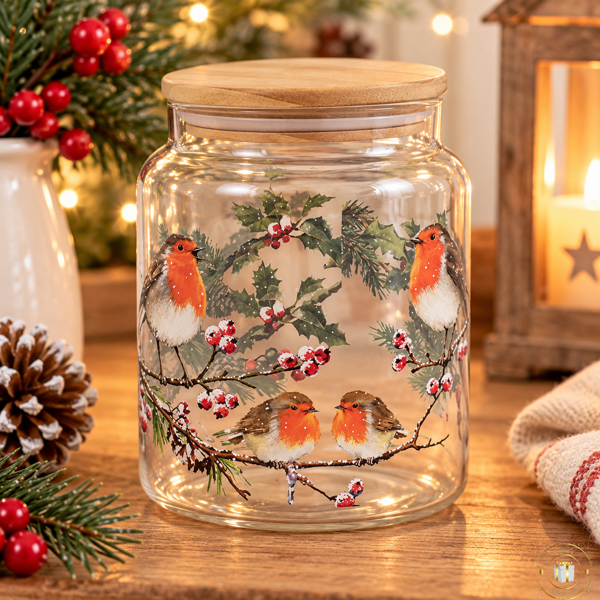 Macneil Robin Glass Canister with Wooden Lid