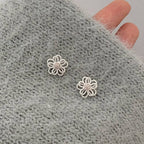 Layered Outline Petal Flower Earring in Silver