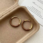 Half Enamel Hoop in Brown & Gold