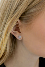Cubic Zirconia Heart Stud in Silver