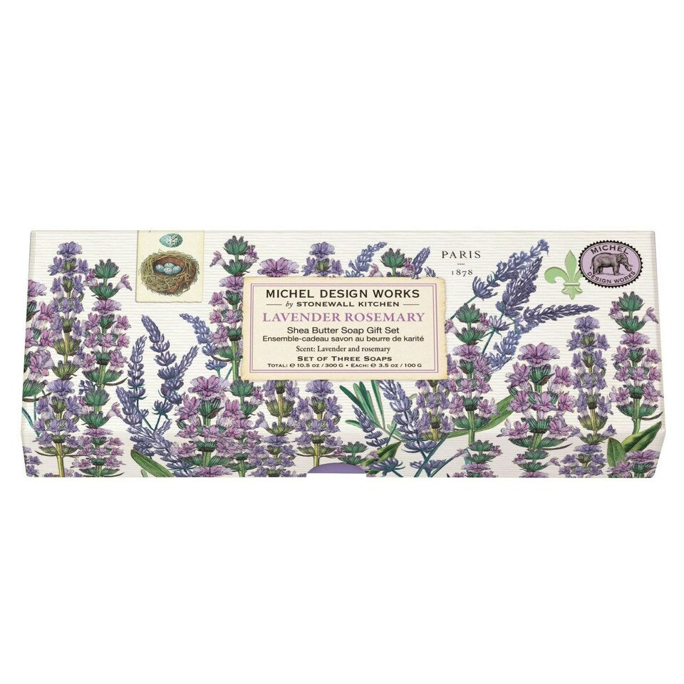 Lavender & Rosemary Set of 3 Soaps Gift Box Set by Michel Design Works