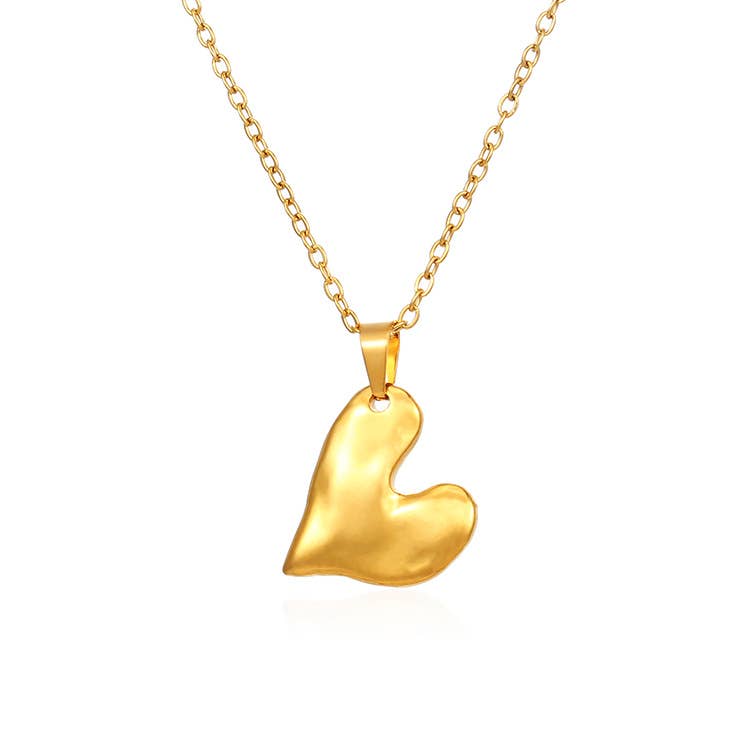 Misshapen Heart Pendant Necklace in Gold