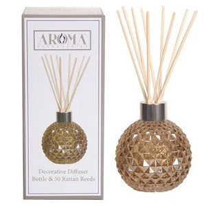 Glass Reed Diffuser Bottle & 50 Rattan Reeds - Amber