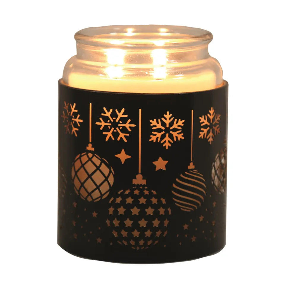 Tealight Wax Melter Burner and Candle Holder - Black & Gold Silhouette - Christmas Baubles