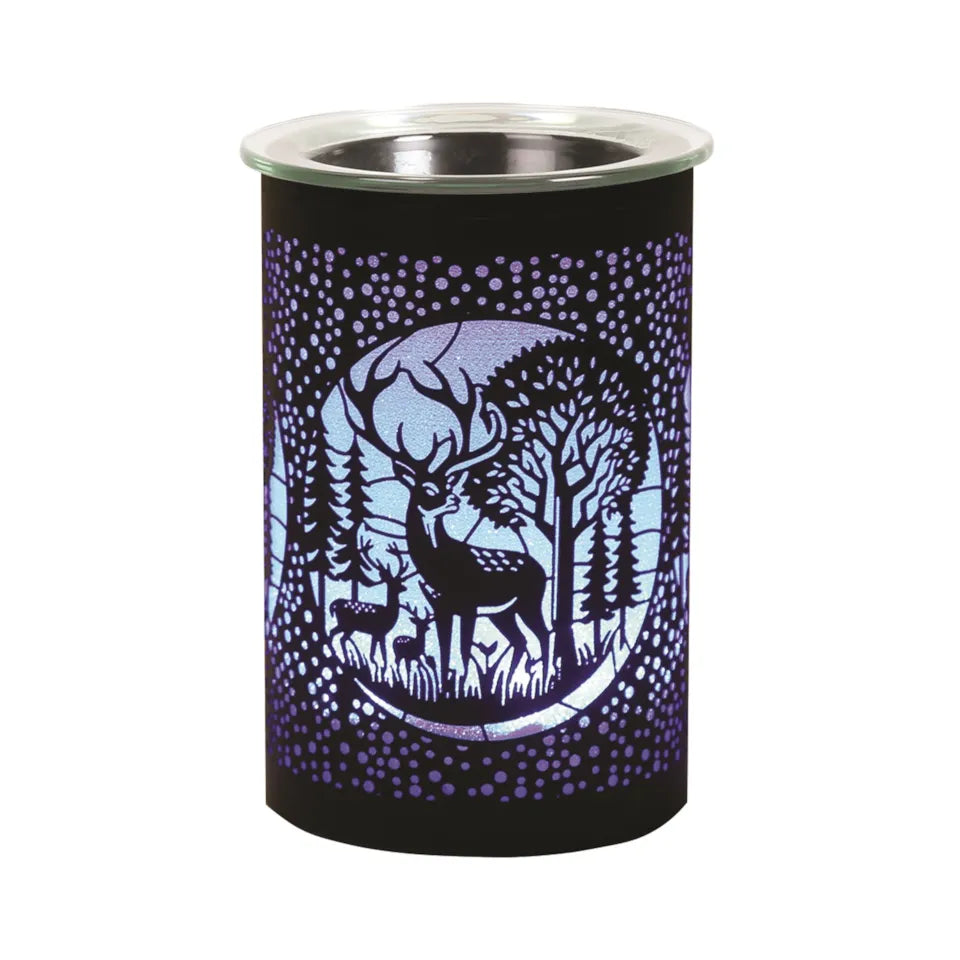 Colour Changing Electric Plug In LED Wax Warmer Black Stag Deer Family