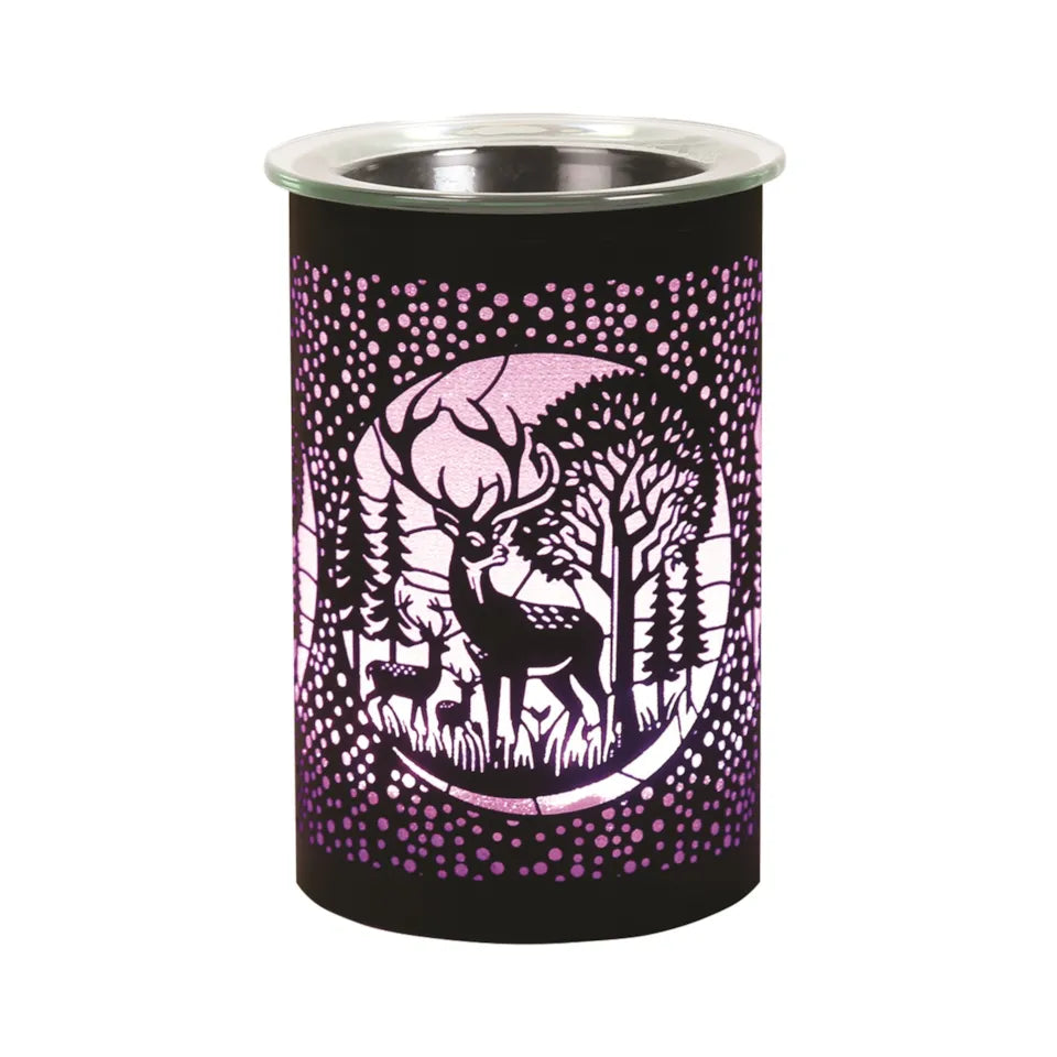 Colour Changing Electric Plug In LED Wax Warmer Black Stag Deer Family