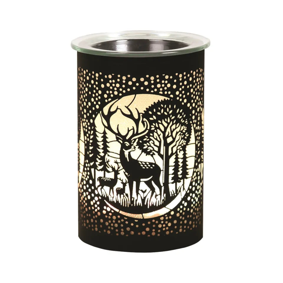 Colour Changing Electric Plug In LED Wax Warmer Black Stag Deer Family