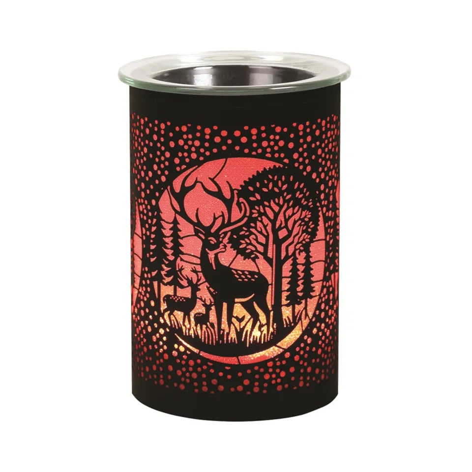 Colour Changing Electric Plug In LED Wax Warmer Black Stag Deer Family