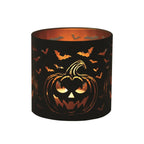 Tealight Wax Melter Burner and Candle Holder - Black & Gold Silhouette - Pumpkin