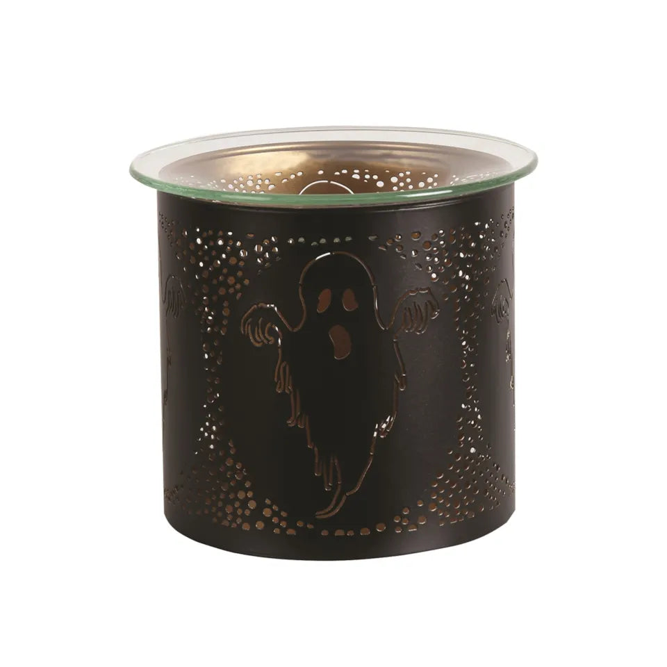 Tealight Wax Melter Burner and Candle Holder - Black & Gold Silhouette - Ghost