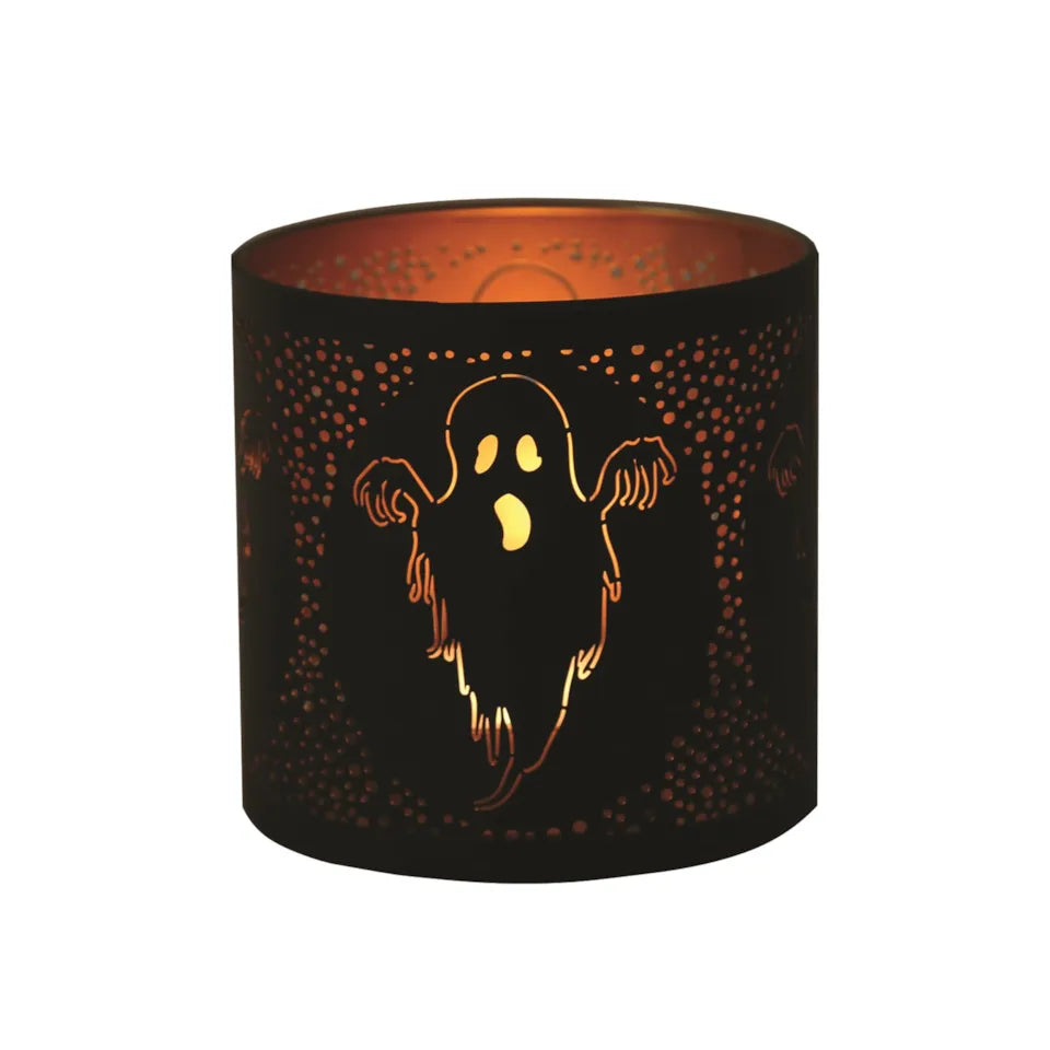 Tealight Wax Melter Burner and Candle Holder - Black & Gold Silhouette - Ghost