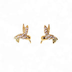Little Crystal Hummingbird Earring in Gold