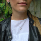 Crystal Cluster Circle Necklace in Silver