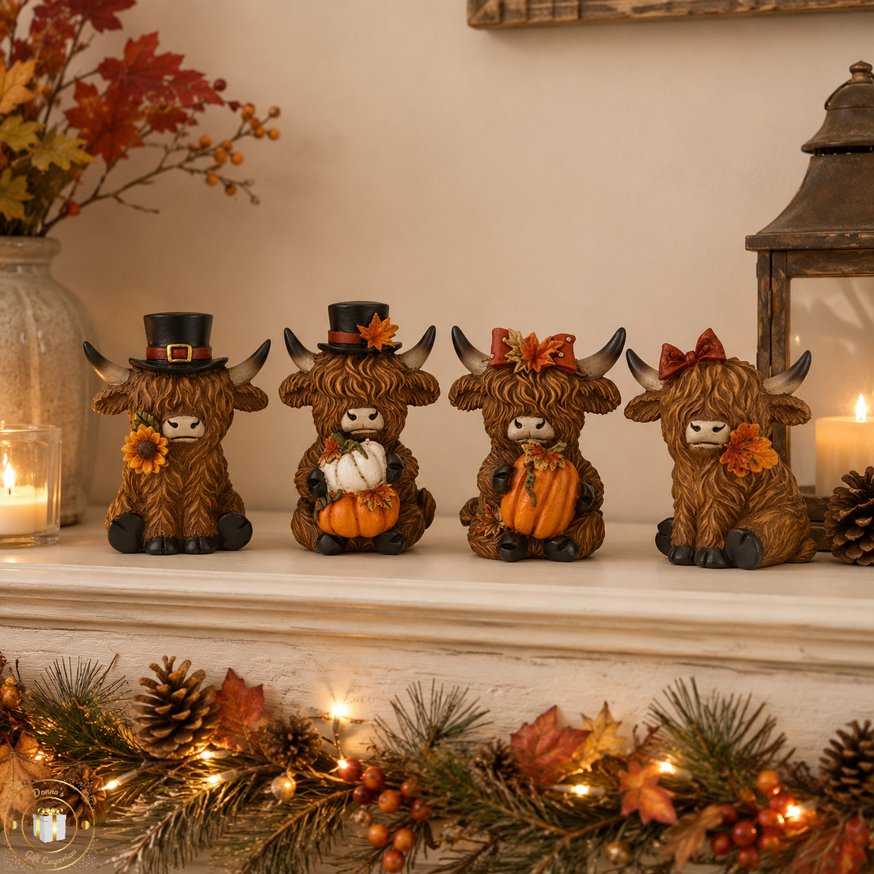 Autumn Highland Cow Ornaments - 4 Designs