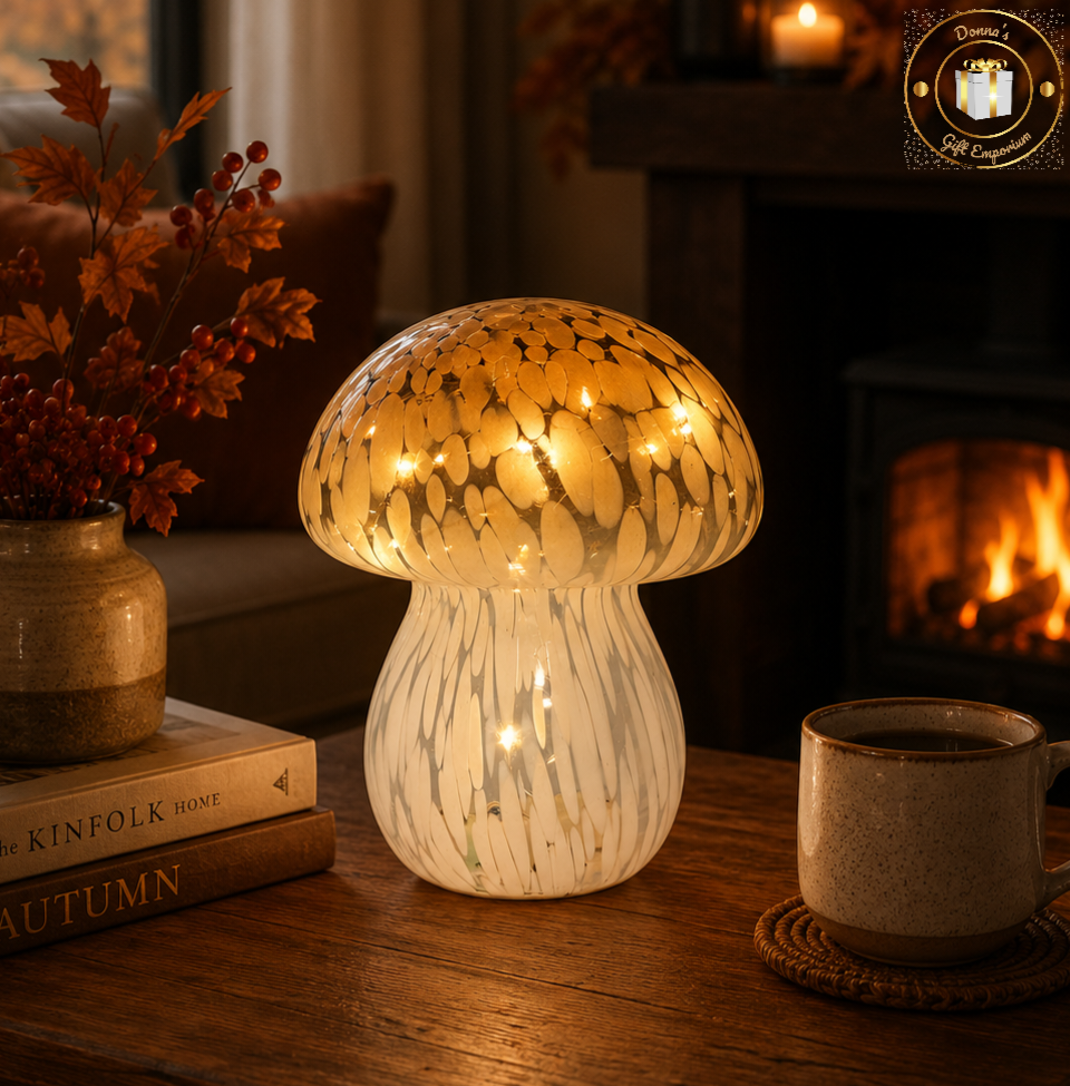 LED Mushroom Lamp - Battery Powered - Amber/Brown