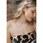 Oval Twin Gem Post Earring in Walnut & Black