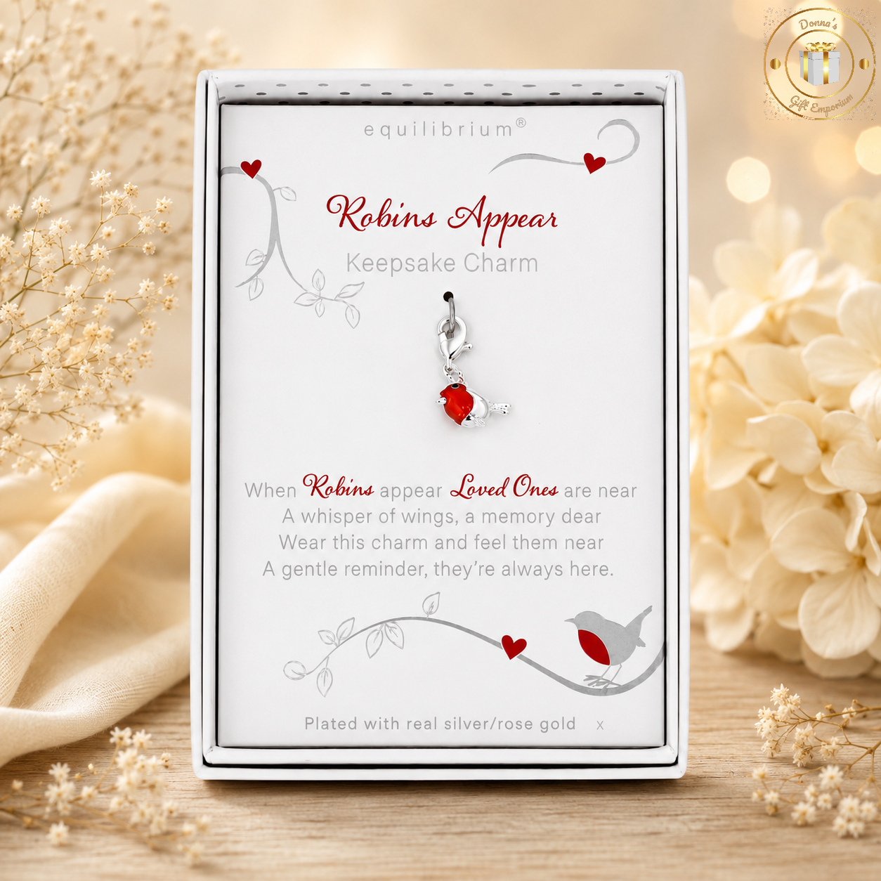 Robins Appear Silver Plated Keepsake Charm
