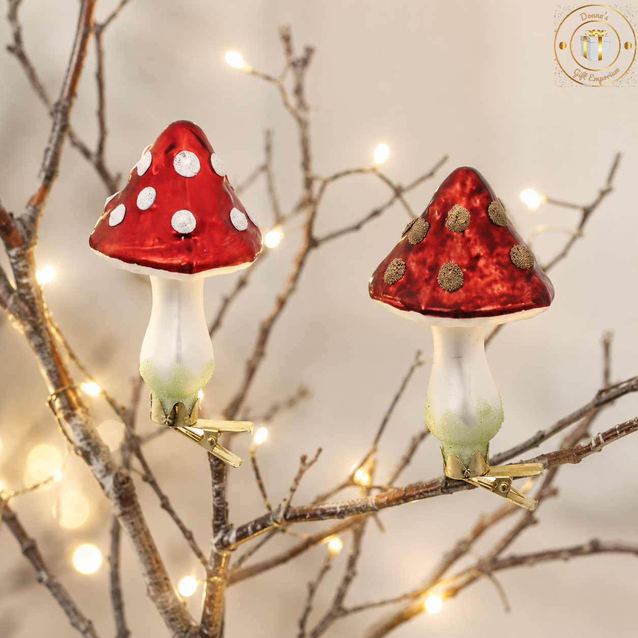 Clip On Mushroom Toadstool Christmas Tree Decorations