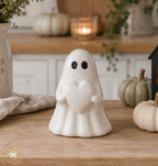 Ceramic Ghost With Heart Ornament