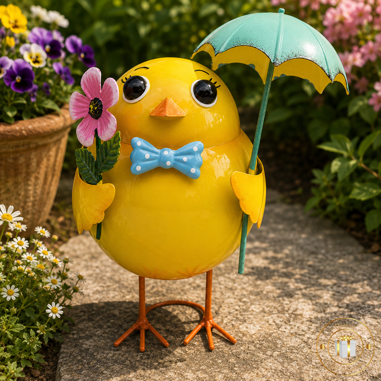 Garden Gnome - Chick With Flower & Brolly