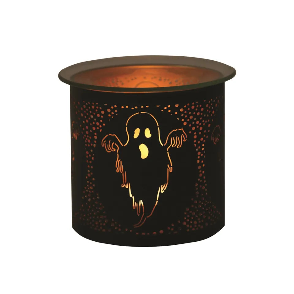 Tealight Wax Melter Burner and Candle Holder - Black & Gold Silhouette - Ghost