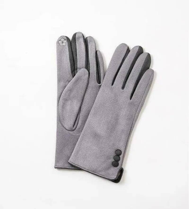 Gloves - Silver/Grey - With Buttons