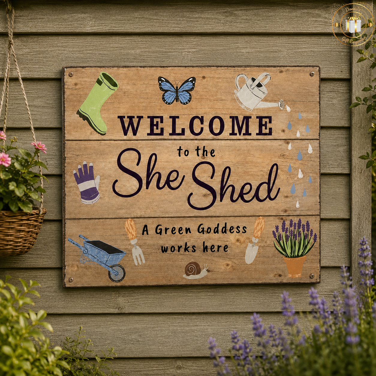 Welcome To The She Shed Wooden Garden Sign