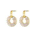 Cubic Zirconia Circle Drop Earring in Gold