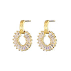 Cubic Zirconia Circle Drop Earring in Gold