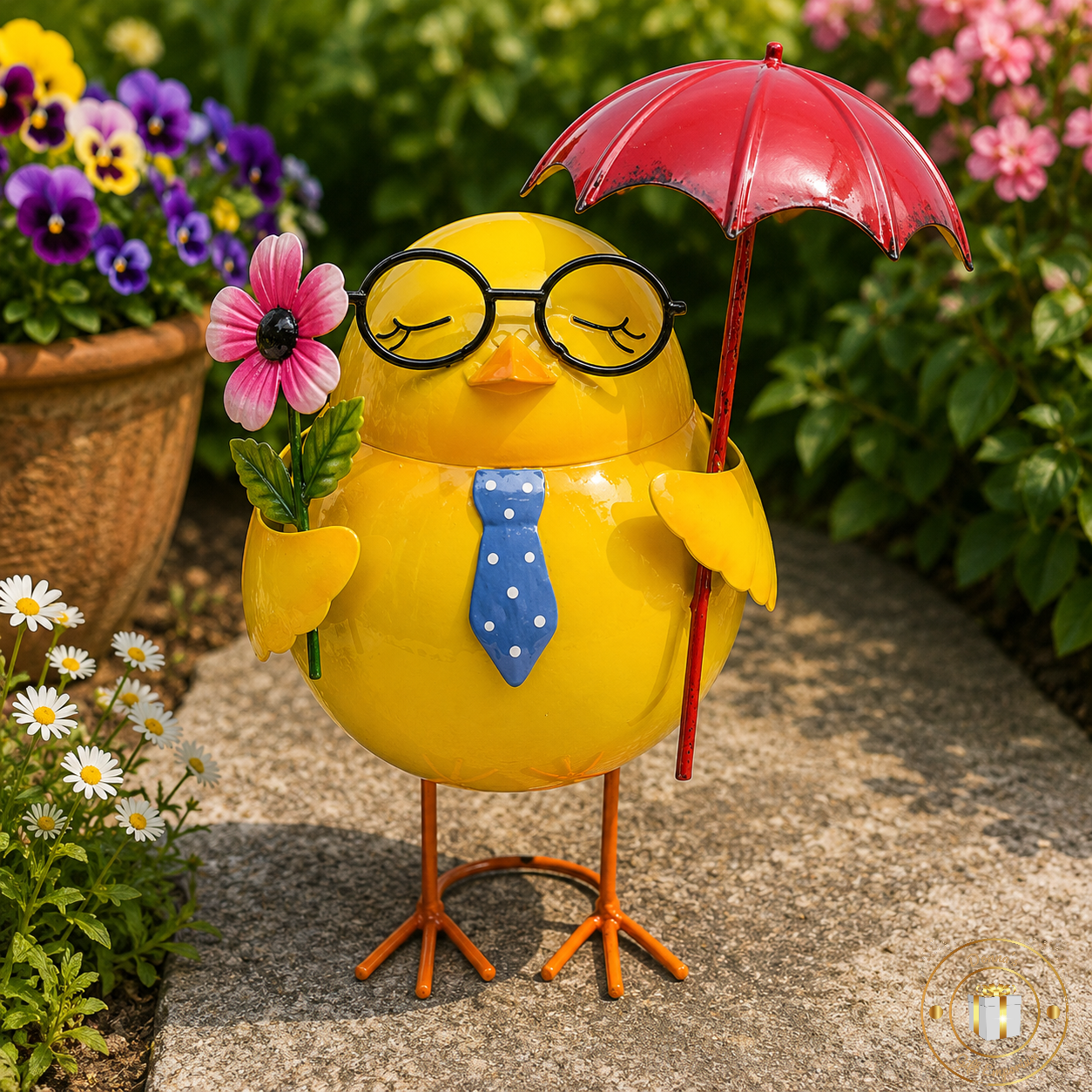 Garden Gnome - Bright Eyes Yellow Chick With Tie