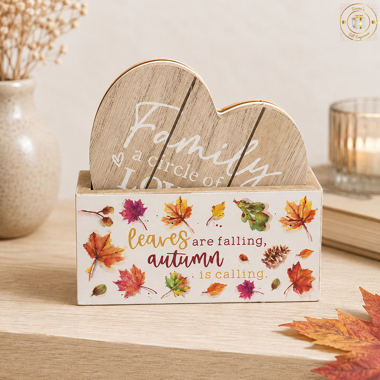 Autumn Leaves Wooden Coasters – Set of 4