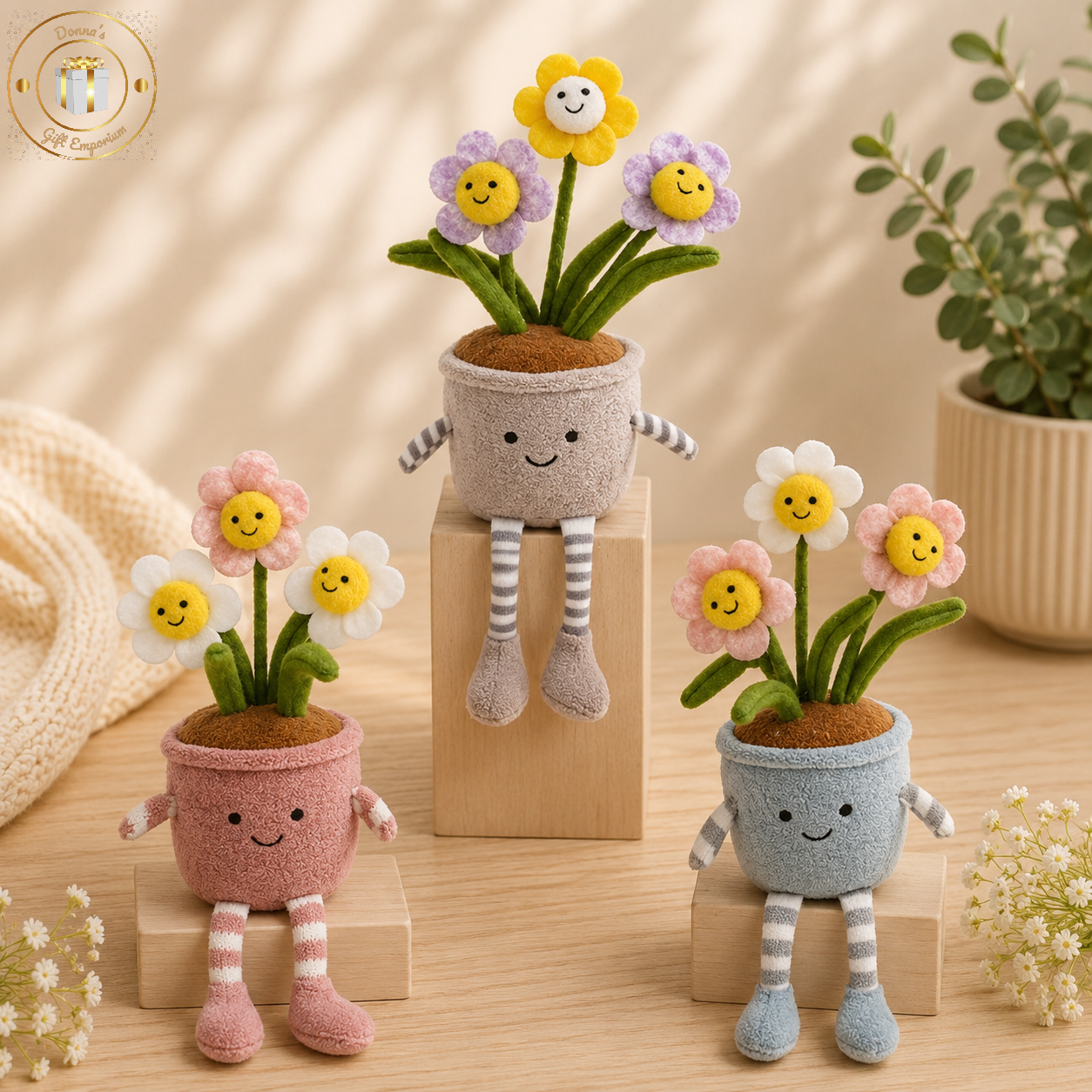 Shelf Sitting Plant Pot Pals Soft Plush - Daisies