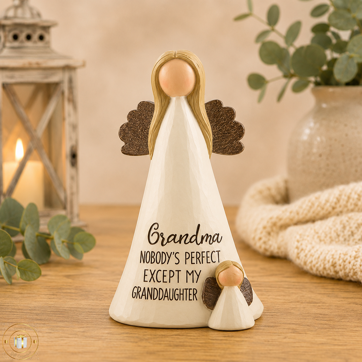 Grandma & Granddaughter Angel Ornament – "Nobody's Perfect Except My Granddaughter"