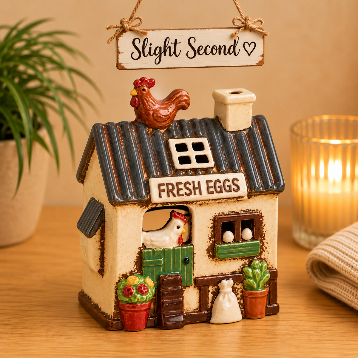 2nd Village Pottery Chicken Coop Tealight Holder
