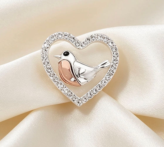 Robins Appear Two Tone Pin Brooch