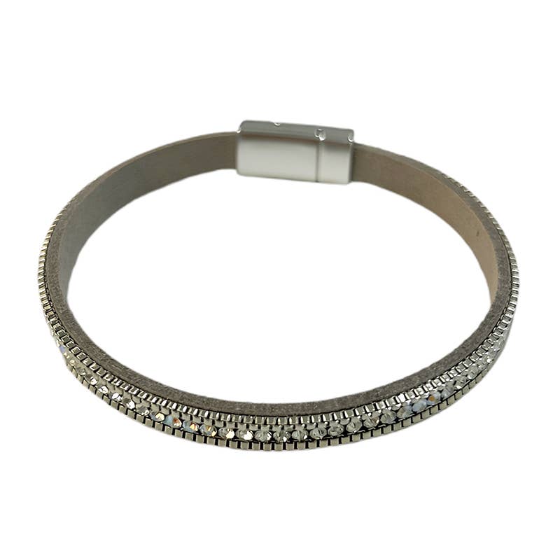Multi Row Magnetic Bracelet in Light Grey & Silver
