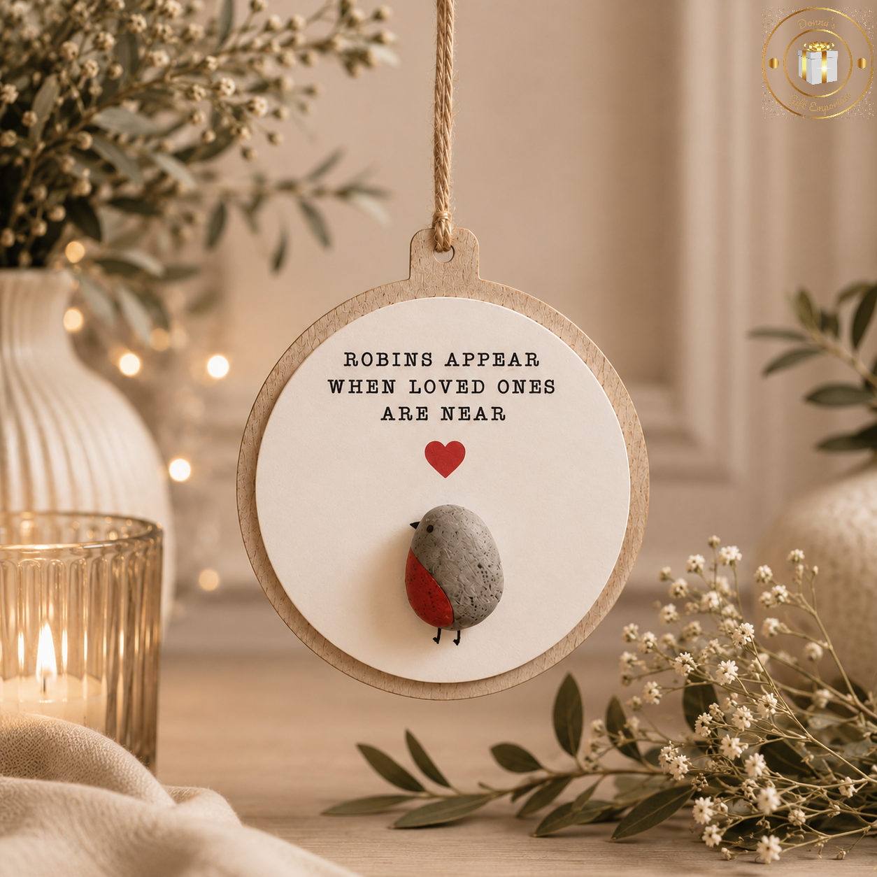 Robins Appear When Loved Ones Are Near – Hanging Memorial Decoration