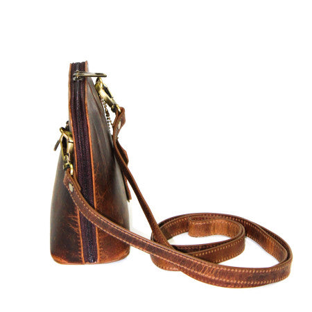Vintage Leather Clutch / Cross Body Bag - Brown
