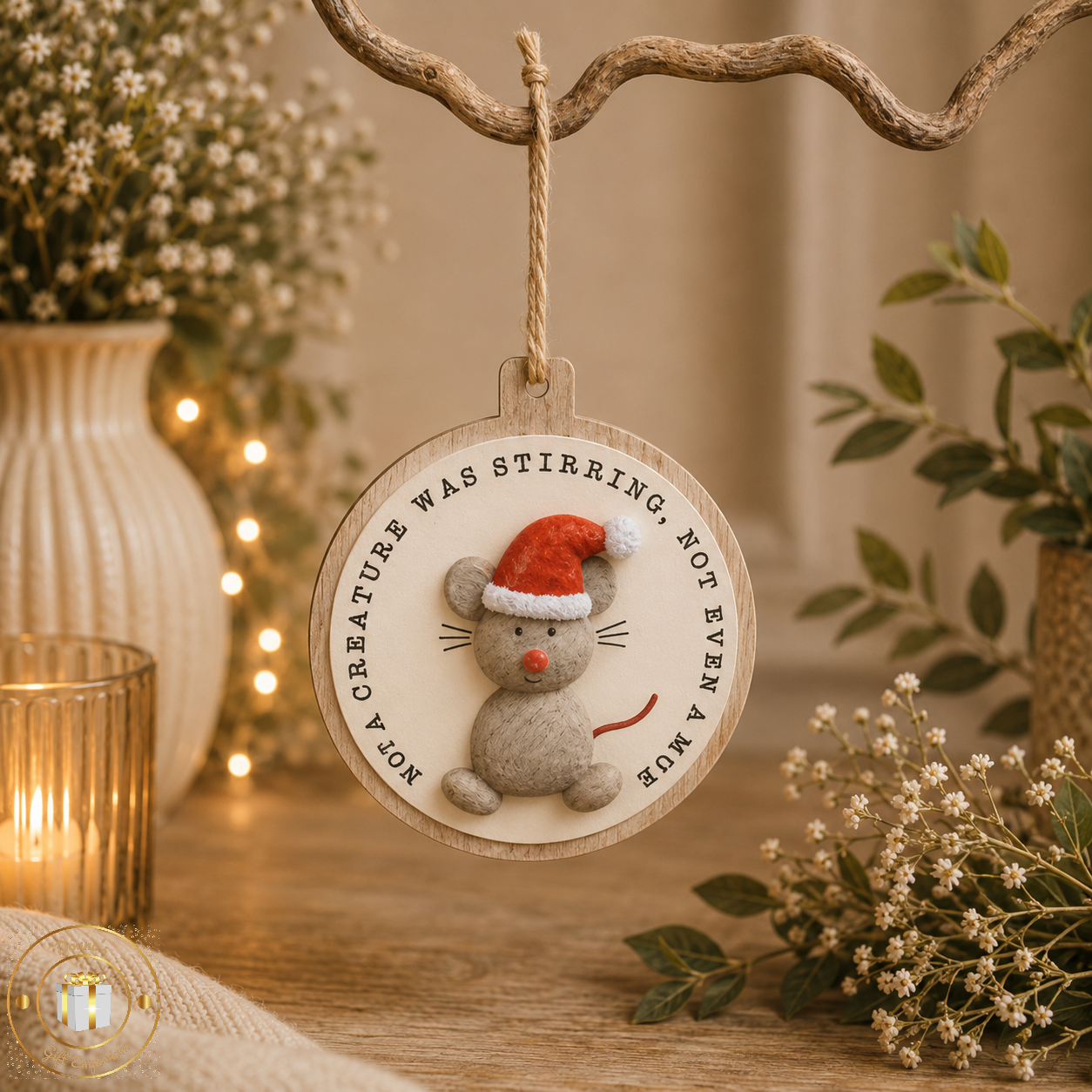 Santa Mouse 3D Christmas Tree Decoration