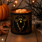 Tealight Wax Melter Burner and Candle Holder - Black & Gold Silhouette - Ghost